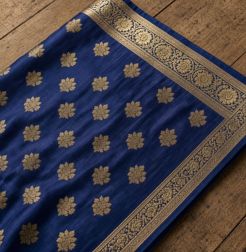 Indigo Kadhwa Jaal Banarasi Saree