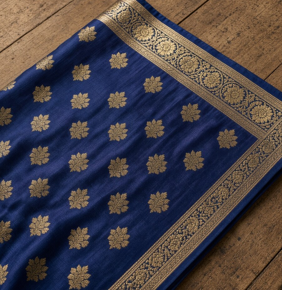 Kadhwa Buti Emerald Field Saree