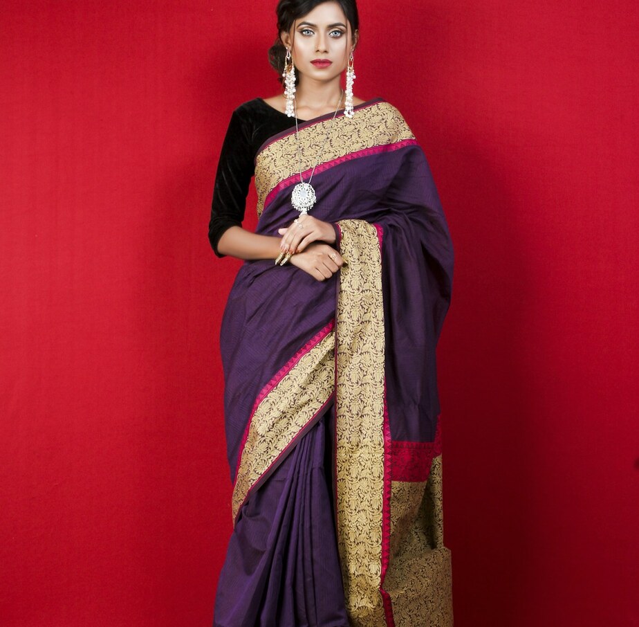 Wine Meenakari Bridal Banarasi