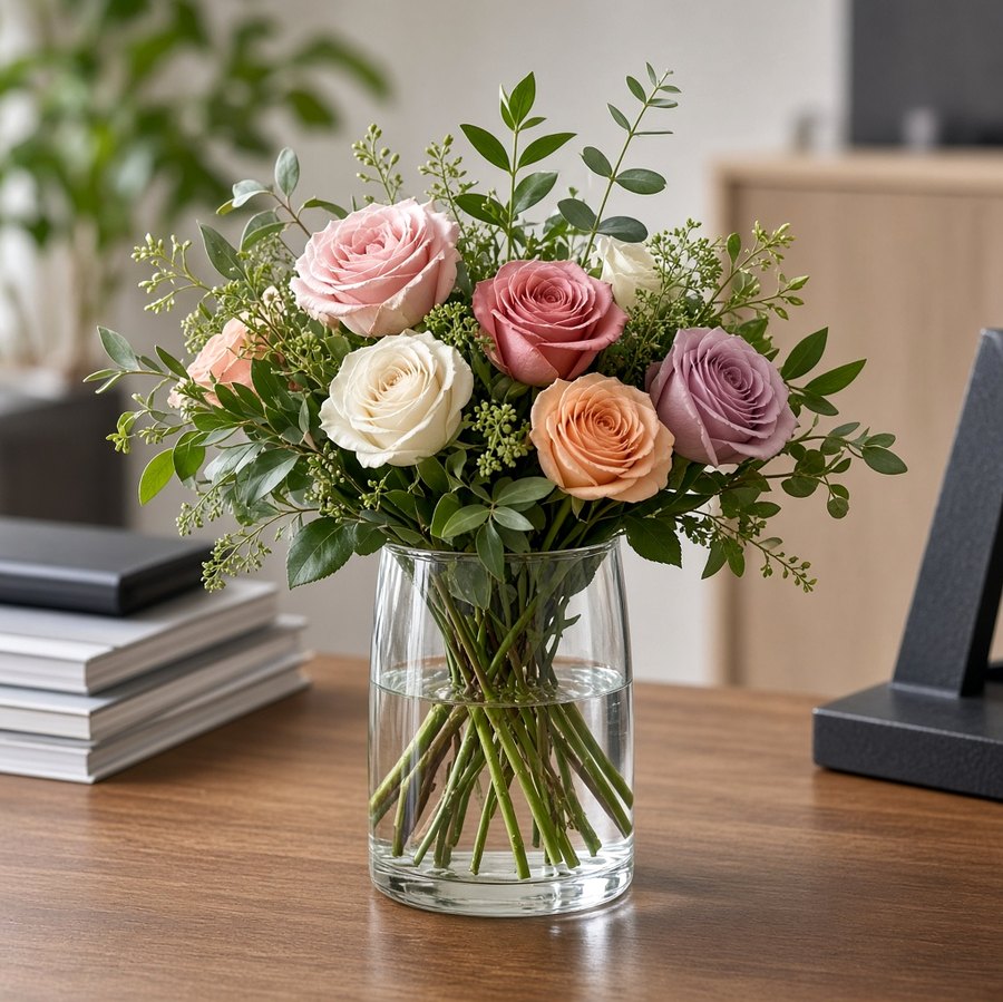 Clear Glass Vase with Stems