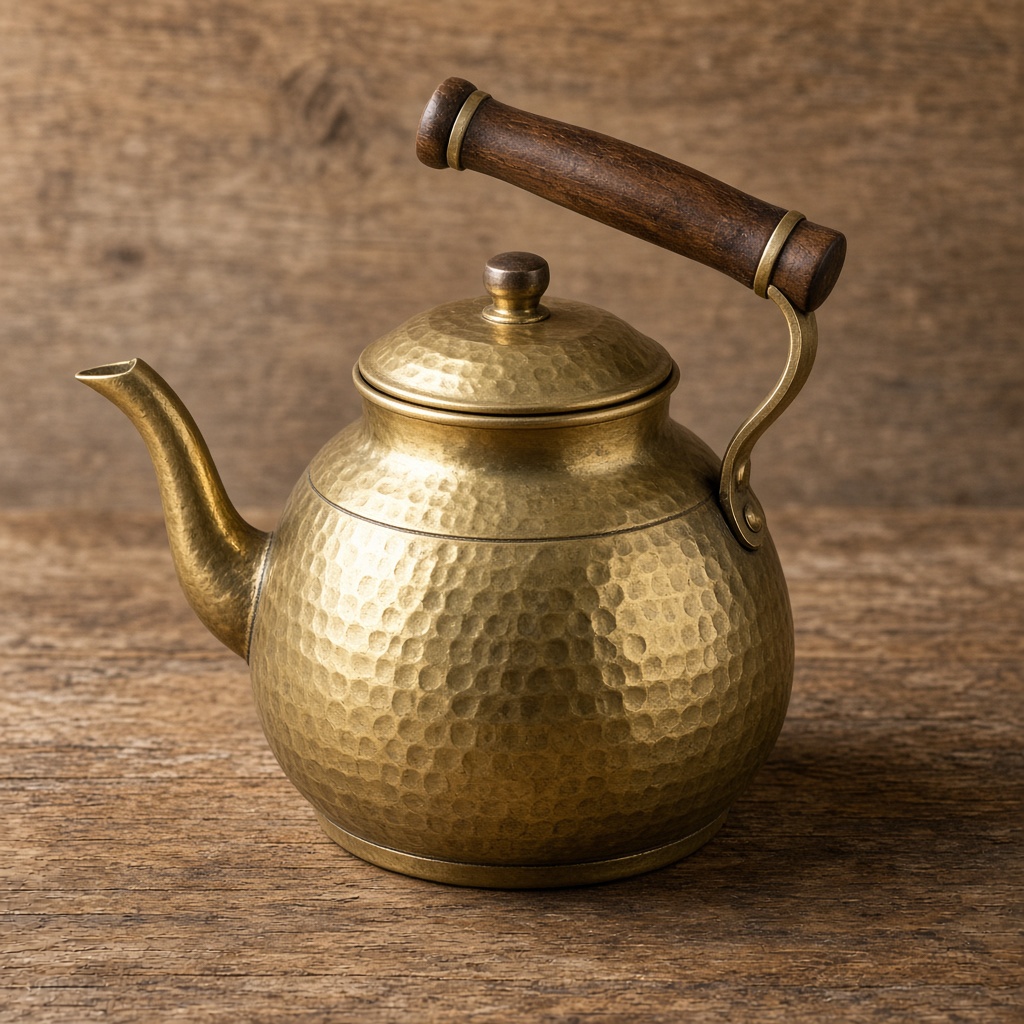 Hand-Beaten Brass Chai Kettle 1L