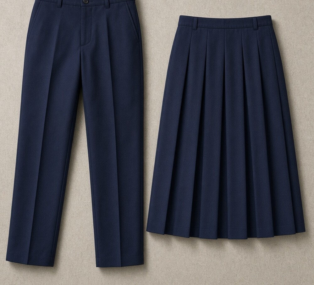 Navy Pleated Trousers