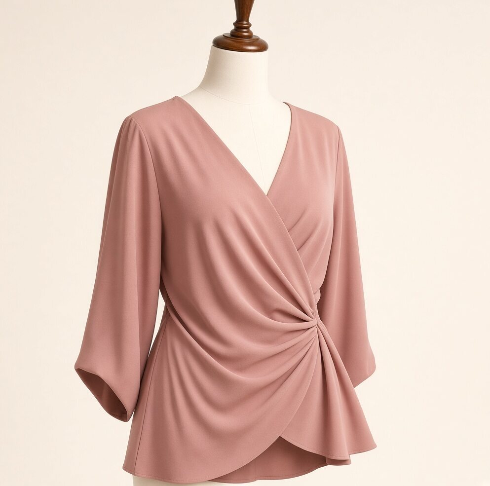 Peplum Wrap Top — Rose