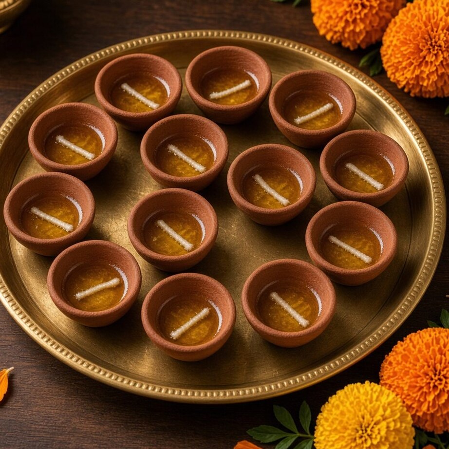 Painted Clay Diya Set 24