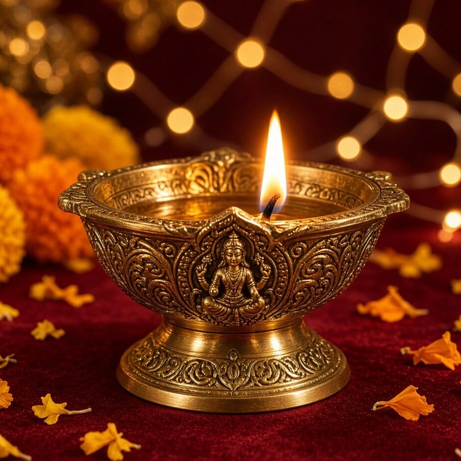 Tall Brass Stand Diya