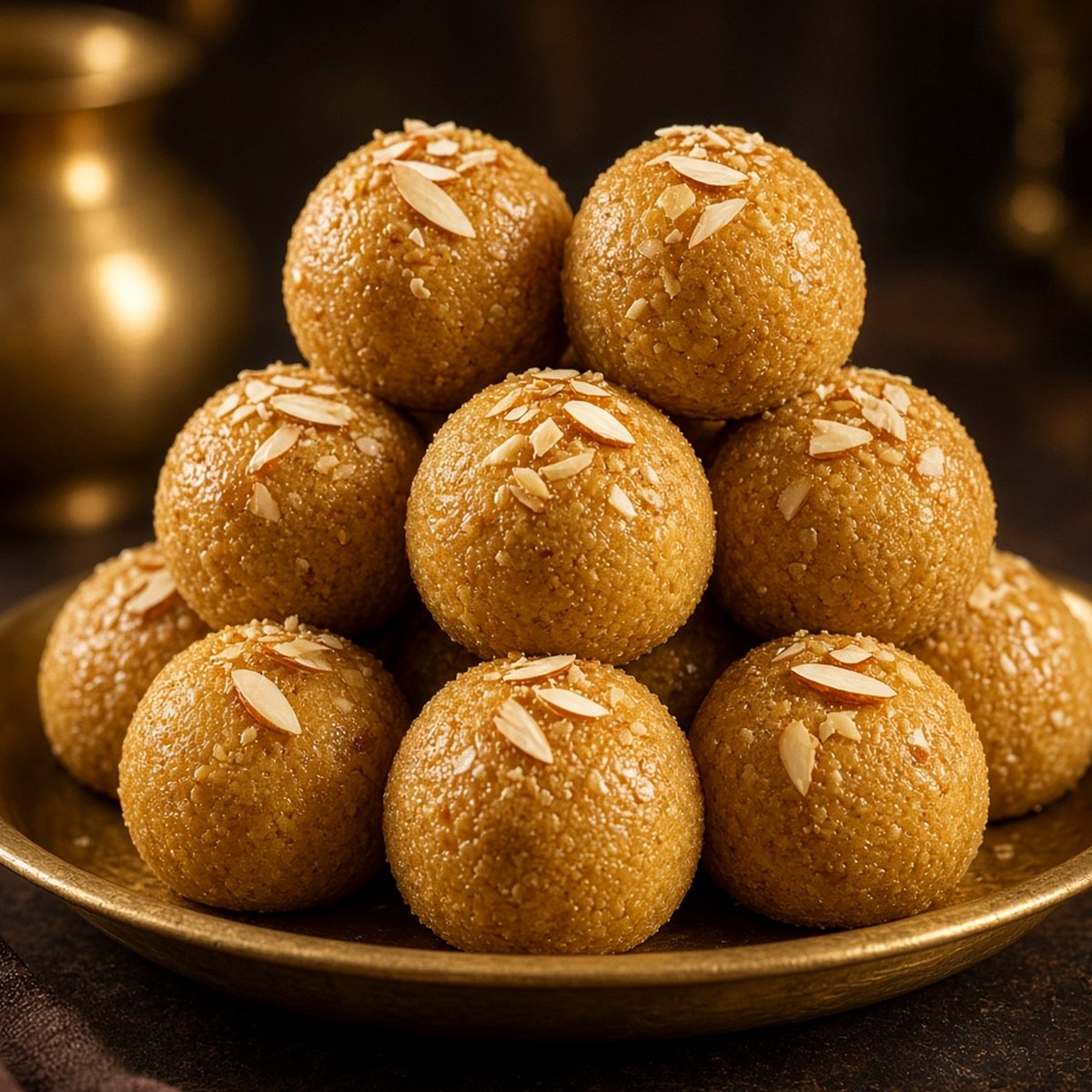 Besan Ladoo with Roasted Gond & Almonds 500g