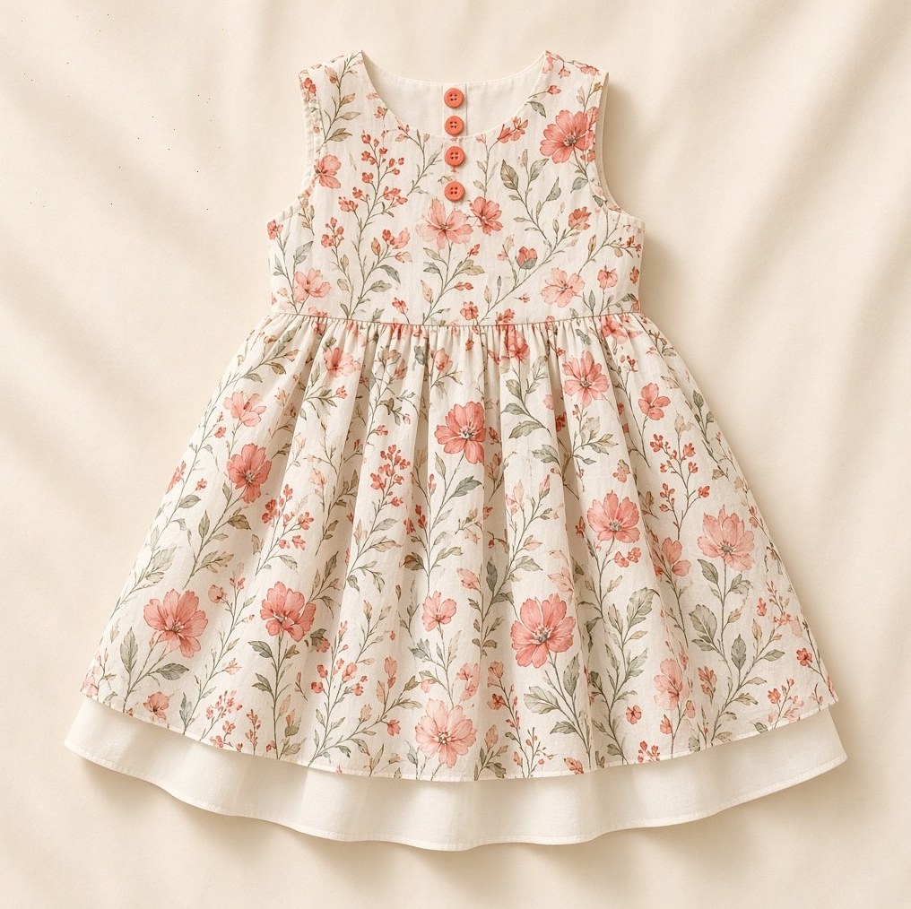 Cream Party Smock Dress