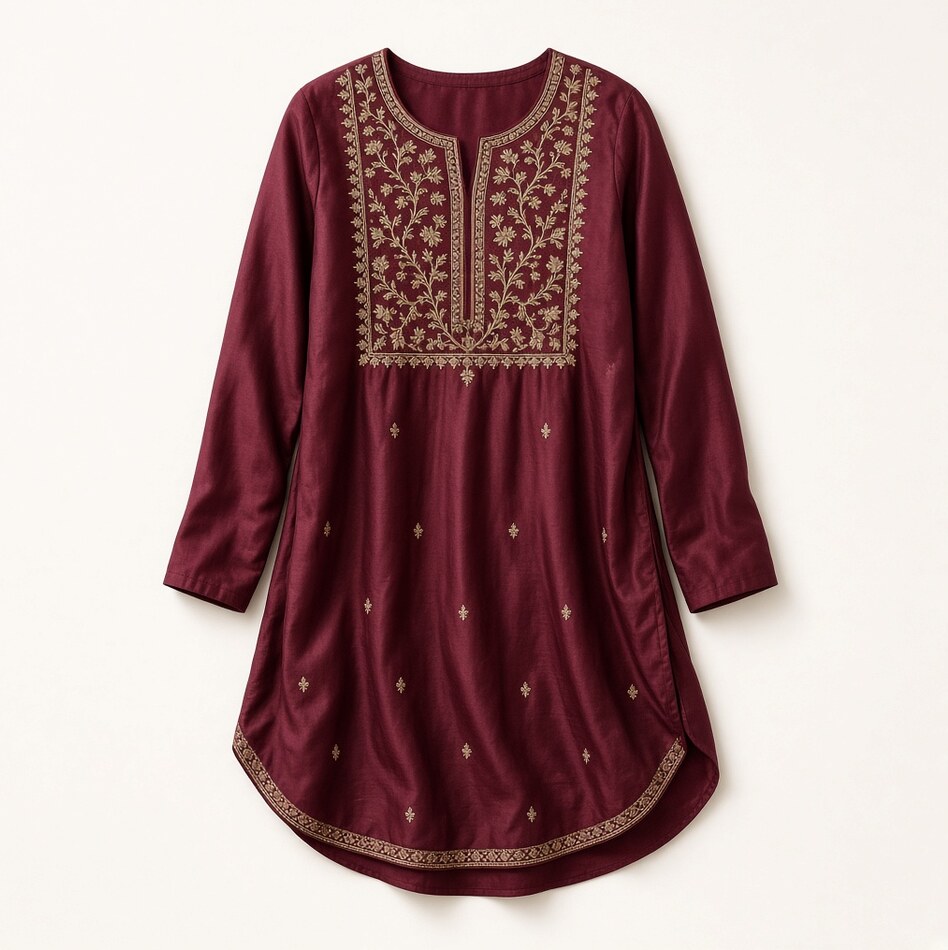 Festive Wine Kurta Set