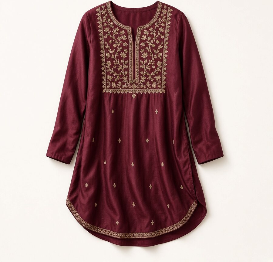 Ivory Rose Embroidered Kurti