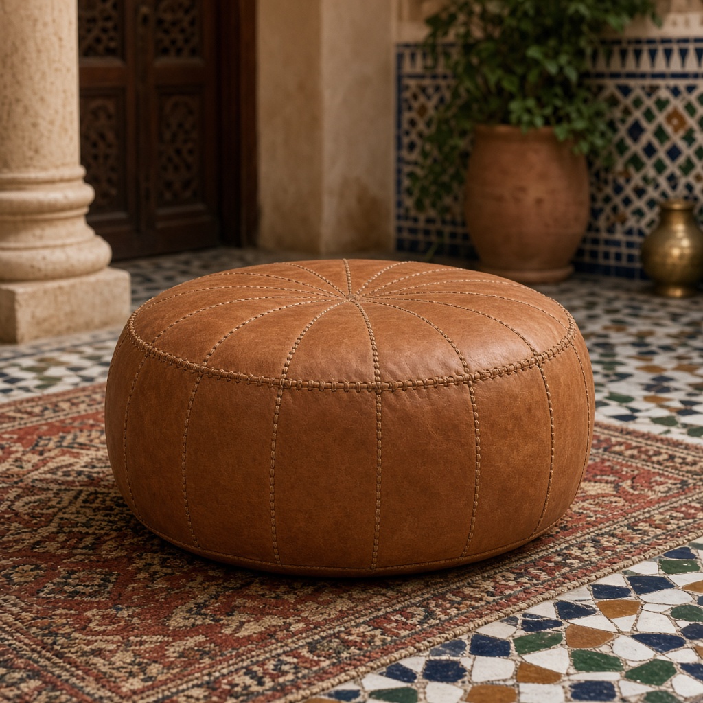 Leather Pouf Soft