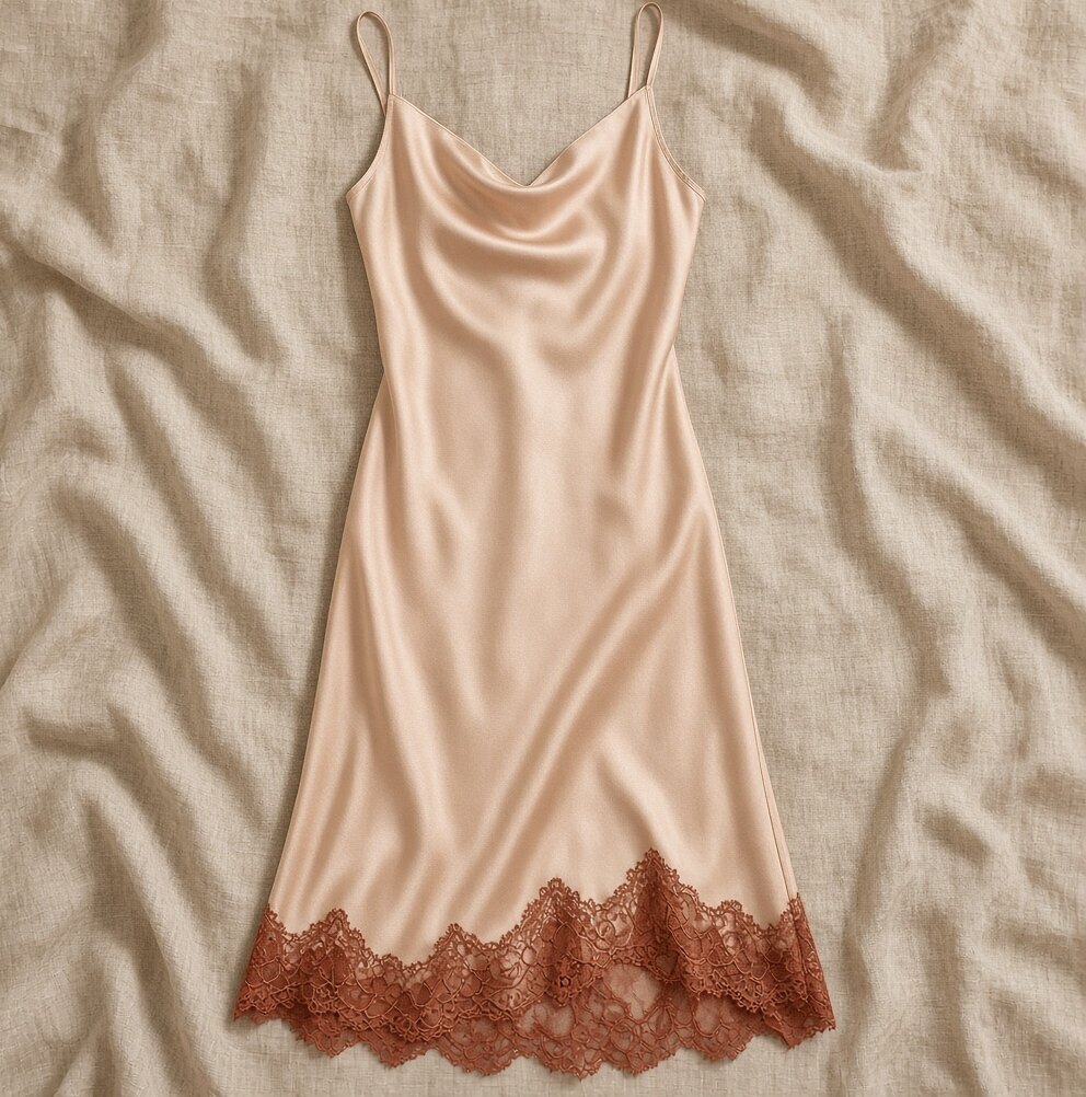 Champagne Nude Midi Silk Slip