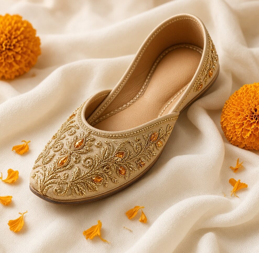 Embroidered Jutti — Rose