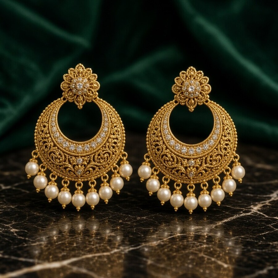 Emerald Chandbali Drops