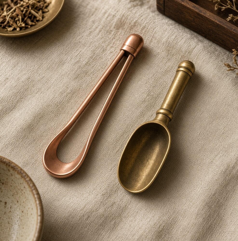 Brass Herb Scoop Set