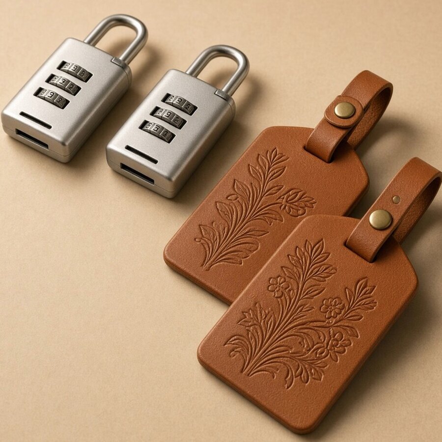 Leather Luggage Tag Pair