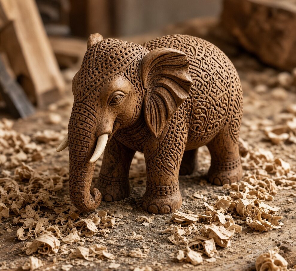 Carved Elephant Statue