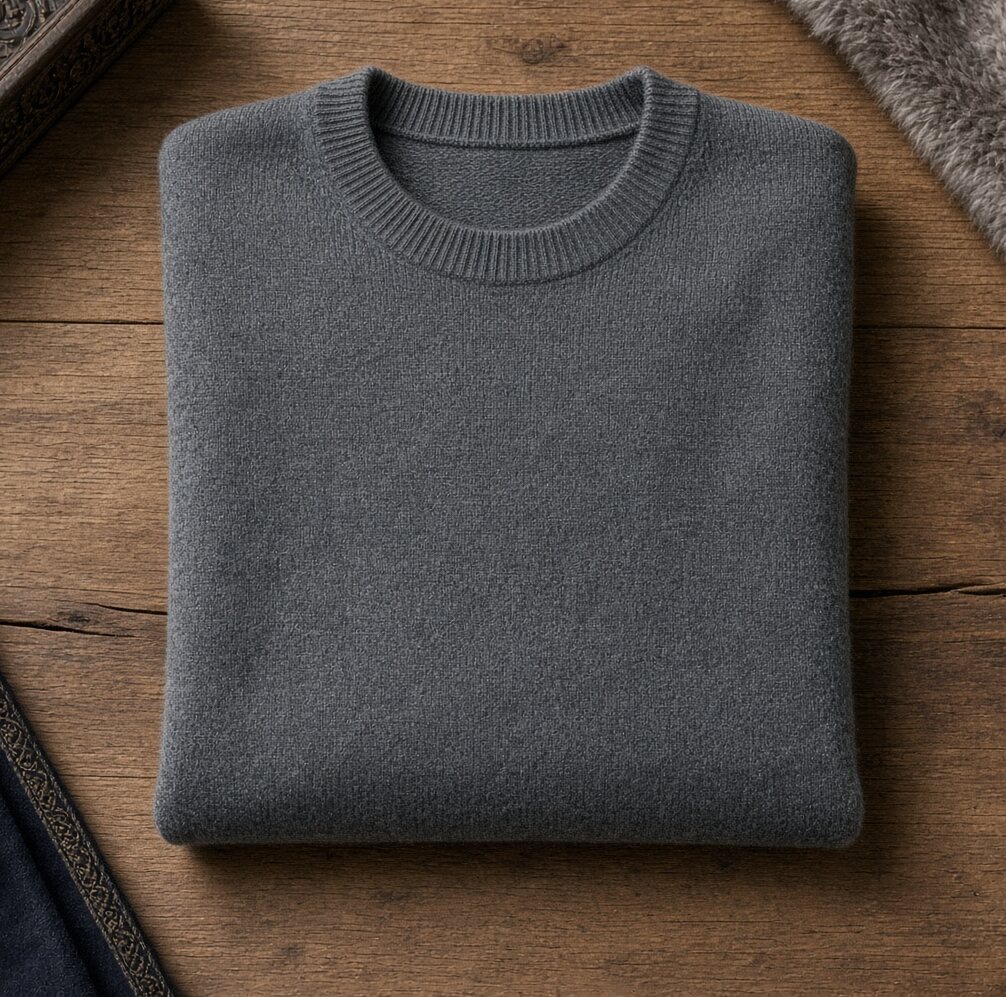 Charcoal Cable Merino Crew